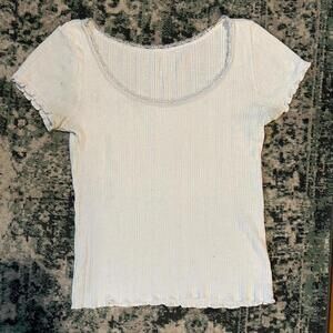 Women's White and Cream Blous